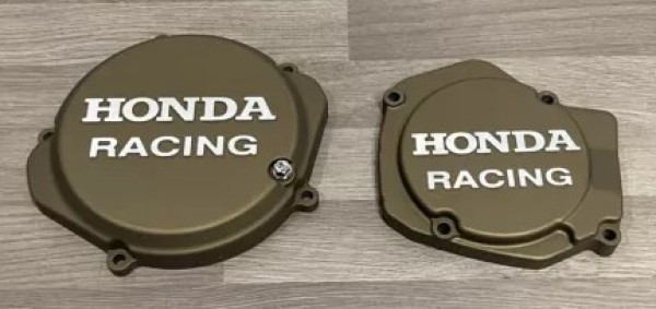 HONDA CR125R 1990-2006 Factory Billet Clutch Cover Ignition Stator Cover Finished In Burnt Bronze Cerakote.