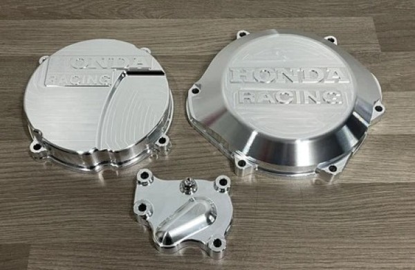 HONDA CR250R 1988-2001 Factory Billet Clutch Cover And Ignition Cover Inc Water Pump Cover Aluminium Finish