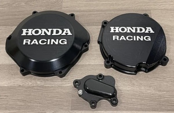 HONDA CR500R 1988-2001 Factory Billet Clutch Cover And Ignition Cover Inc Water Pump Cover Finished in Black Hard Anodising.
