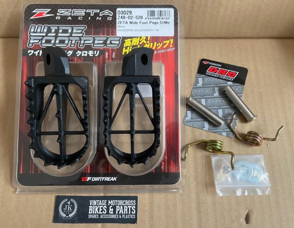 KAWASAKI KX125 KX250 1988-96 KX500 1988-04 ZETA Wide Foot Pegs DRC Pins And Springs
