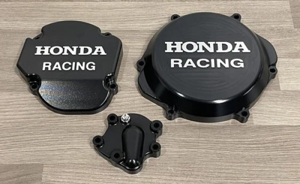 HONDA CR250R 2002-2007 Factory Billet Clutch Cover And Ignition Cover Inc Water Pump Cover Finished in Black Hard Anodising.