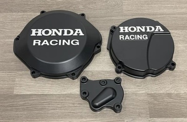 HONDA CR250R 1988-2001 Factory Billet Cutch Cover Ignition Cover Inc Water Pump Cover Black Cerakote.