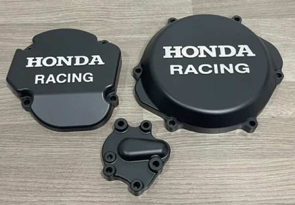 HONDA CR250R 2002-2007 Factory Billet Cutch Cover Ignition Cover Inc Water Pump Cover Finished in Black Cerakote